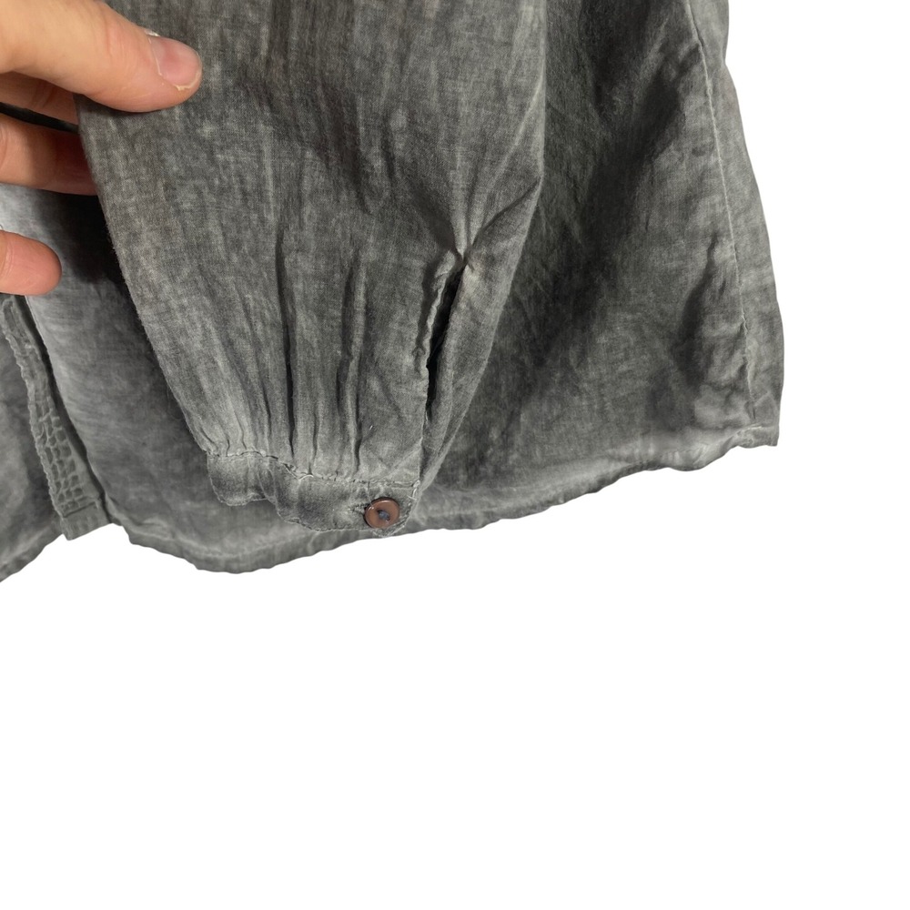Amanda Blu Gray Lace Yoke Button Front‎ Shirt Women's 100% Cotton Long Sleeve S - Picture 2 of 5
